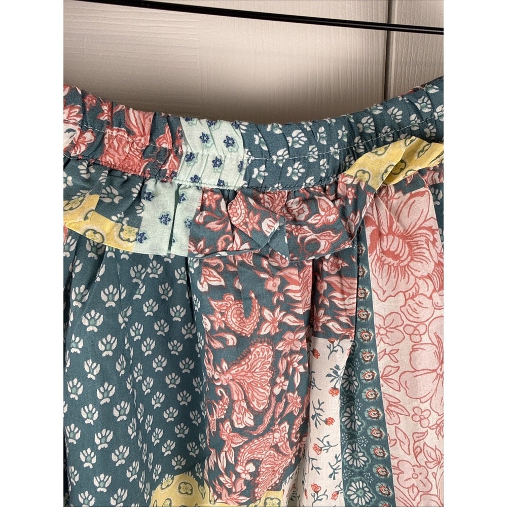 Simply Southern Ophelia Green Floral Cotton Tiered Maxi Skirt Pockets L BOHO NWT - Picture 5 of 10